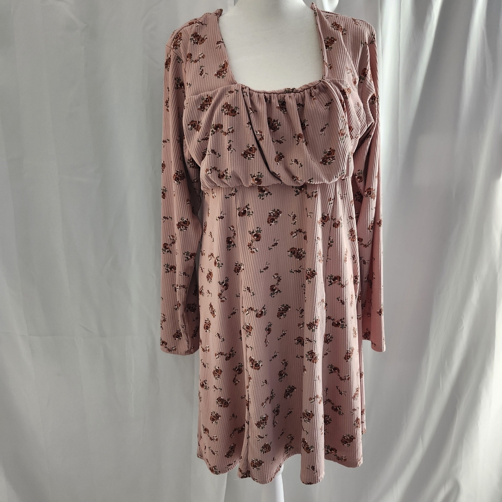 Floral Pink Long Sleeve Dress